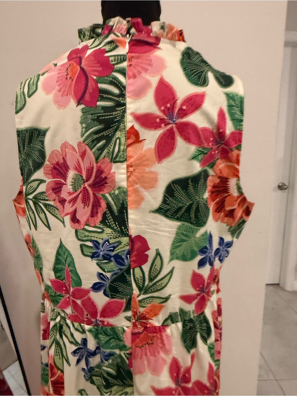 London Times Cream Floral Maxi Dress with Pink, Orange & Green - Picture 5 of 11